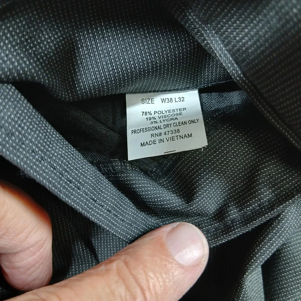 Well Hung Craftsmen Men's Suit Pants Trousers 38x32 Gray Textured Flat‎ Front